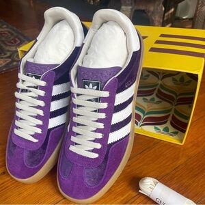 Gucci x Adidas unisex purple and White Gazelles